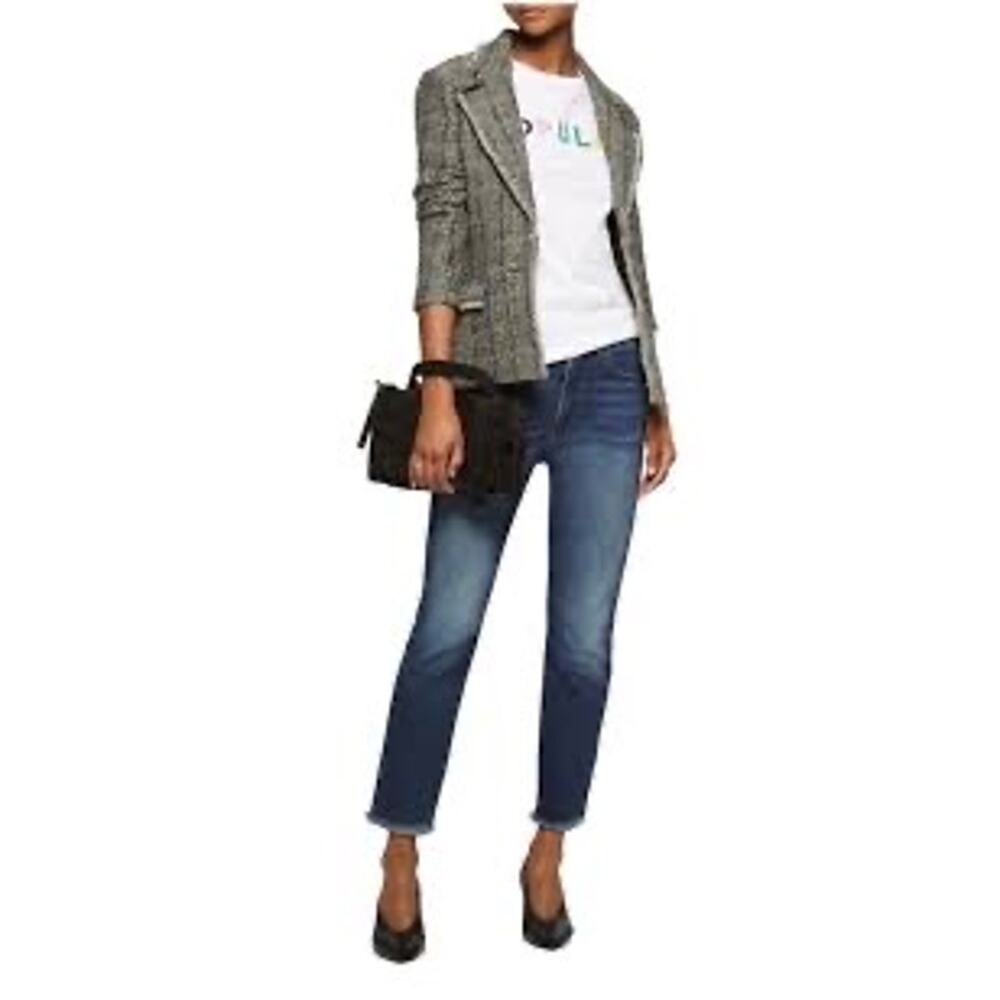 Isabel Marant Étoile Black White Tweed Blazer Jacket Wool Linen Size 38 - Picture 2 of 7